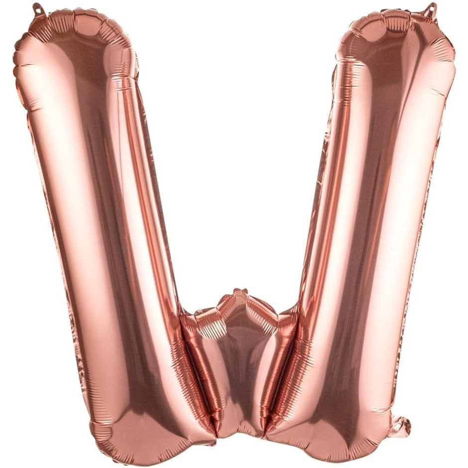 Balon Folie Metalizata Litera W, 100 Cm, Umflati Cu Heliu Sau Aer, Ambalaj Individual, Pai Inclus, Rose Gold - vivimall.ro