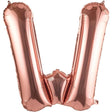 Balon Folie Metalizata Litera W, Vivimall, 100 cm, Umflati cu Heliu sau Aer, Ambalaj Individual, Pai inclus, Rose Gold - vivimall.ro