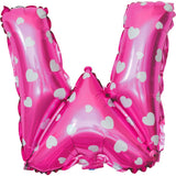 Balon Folie Metalizata Litera W, 40 Cm, Cu Imprimeu Inimioare, Umflati Cu Heliu Sau Aer, Ambalaj Individual, Pai Inclus - vivimall.ro
