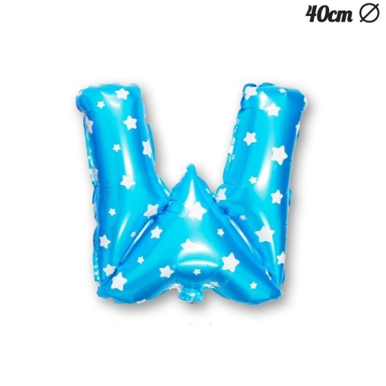 Balon Folie Metalizata Litera W, 40 Cm, Cu Imprimeu Stelute, Umflati Cu Heliu Sau Aer, Ambalaj Individual, Pai Inclus - vivimall.ro