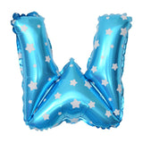 Balon Folie Metalizata Litera W, Vivimall, 40 cm, Cu Imprimeu Stelute, Umflati cu Heliu sau Aer, Ambalaj Individual, Pai inclus, Albastru - vivimall.ro
