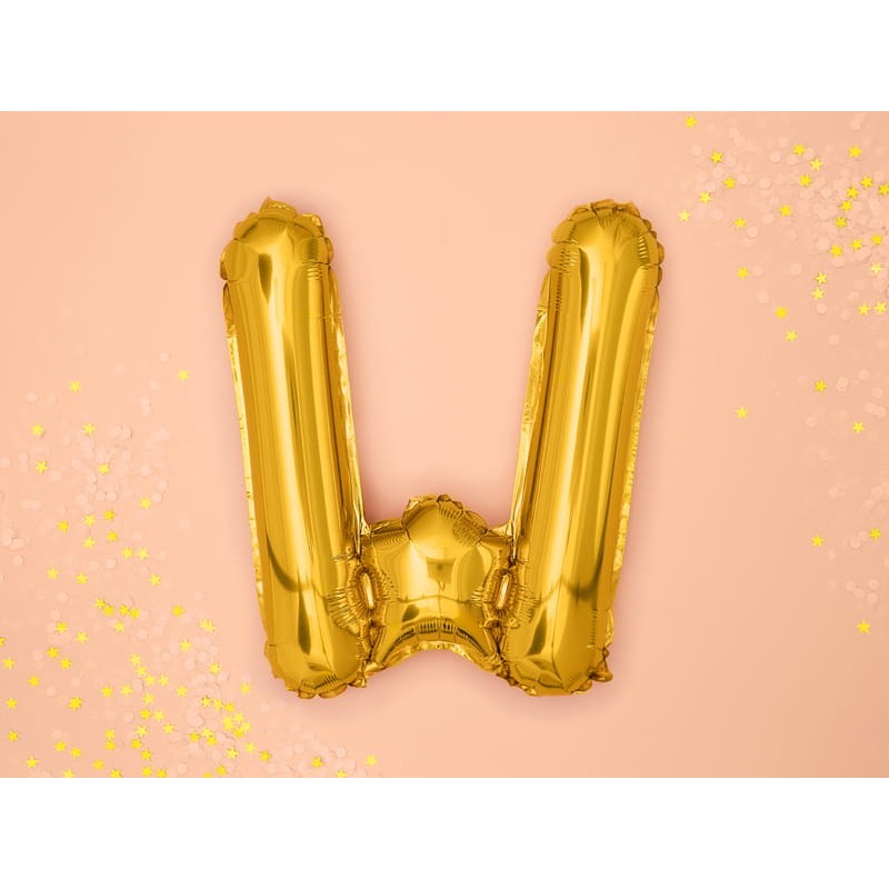 Balon Folie Metalizata Litera W, 40 Cm, Umflati Cu Heliu Sau Aer, Ambalaj Individual, Pai Inclus - vivimall.ro