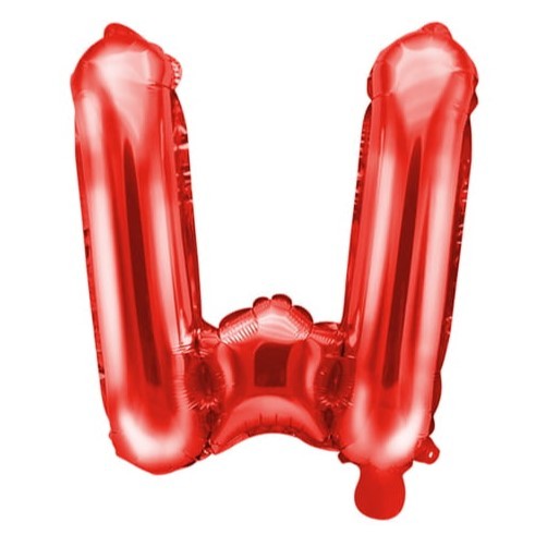 Balon Folie Metalizata Litera W, Vivimall, 40 cm, Umflati cu Heliu sau Aer, Ambalaj Individual, Pai inclus, Rosu - vivimall.ro