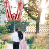 Balon Folie Metalizata Litera W, Vivimall, 80 cm, Umflati cu Heliu sau Aer, Ambalaj Individual, Pai inclus, Rose Gold - vivimall.ro