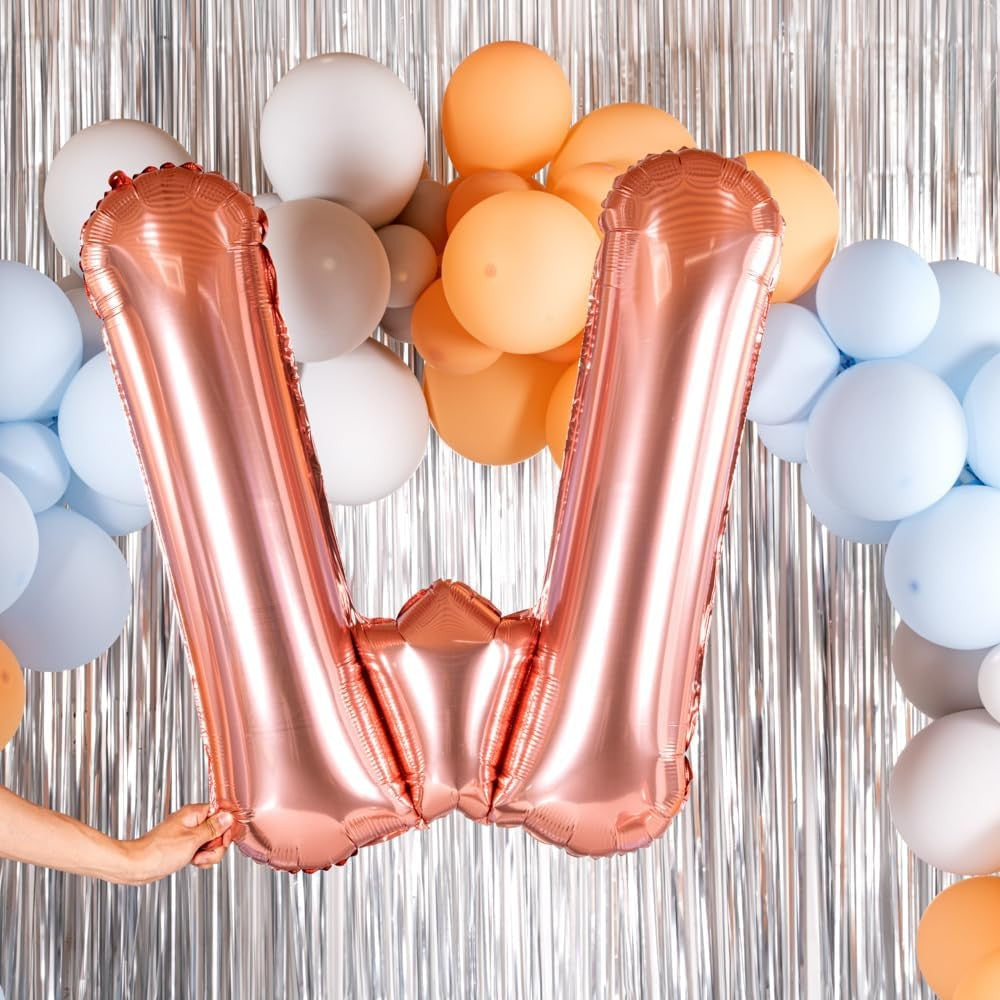 Balon Folie Metalizata Litera W, 80 Cm, Umflati Cu Heliu Sau Aer, Ambalaj Individual, Pai Inclus, Rose Gold - vivimall.ro