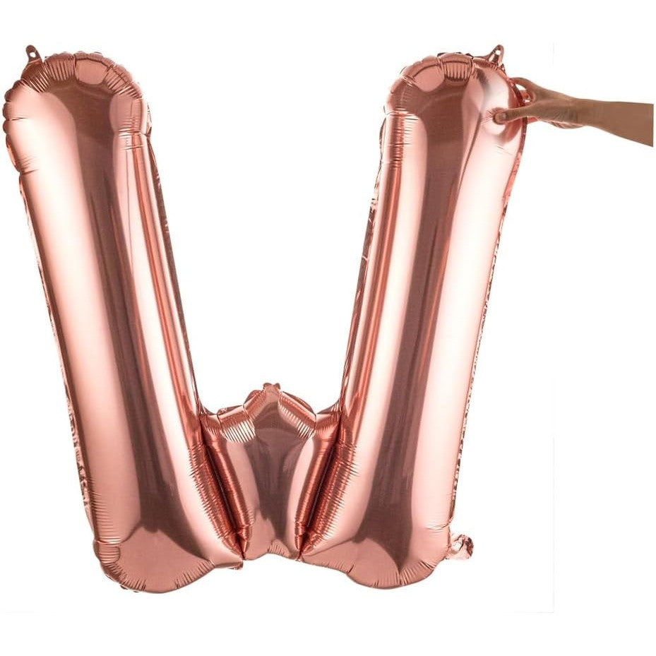 Balon Folie Metalizata Litera W, 80 Cm, Umflati Cu Heliu Sau Aer, Ambalaj Individual, Pai Inclus, Rose Gold - vivimall.ro