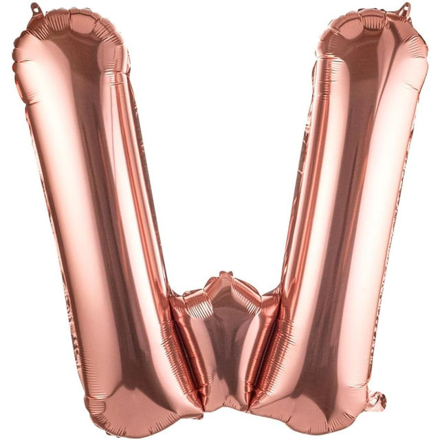 Balon Folie Metalizata Litera W, 80 Cm, Umflati Cu Heliu Sau Aer, Ambalaj Individual, Pai Inclus, Rose Gold - vivimall.ro