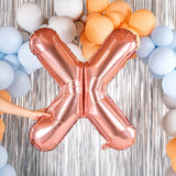 Balon Folie Metalizata Litera X, 100 Cm, Umflati Cu Heliu Sau Aer, Ambalaj Individual, Pai Inclus, Rose Gold - vivimall.ro