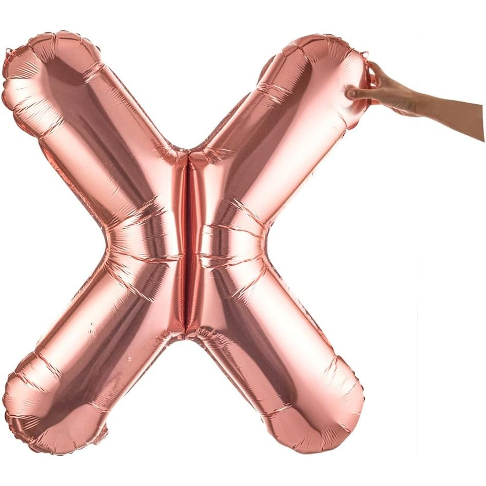 Balon Folie Metalizata Litera X, 100 Cm, Umflati Cu Heliu Sau Aer, Ambalaj Individual, Pai Inclus, Rose Gold - vivimall.ro