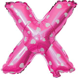 Balon Folie Metalizata Litera X, Vivimall, 40 cm, Cu Imprimeu Inimioare, Umflati cu Heliu sau Aer, Ambalaj Individual, Pai inclus, Roz - vivimall.ro