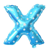 Balon Folie Metalizata Litera X, Vivimall, 40 cm, Cu Imprimeu Stelute, Umflati cu Heliu sau Aer, Ambalaj Individual, Pai inclus, Albastru - vivimall.ro