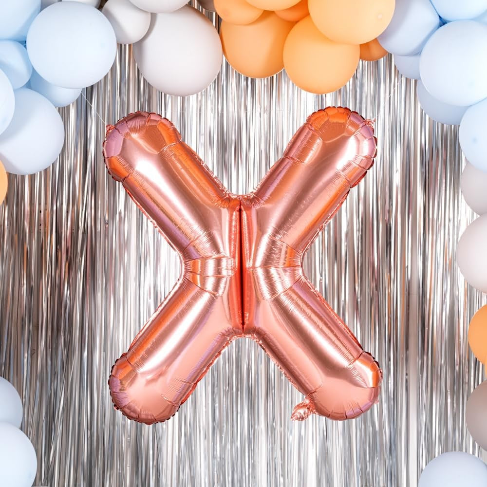 Balon Folie Metalizata Litera X, 40 Cm, Umflati Cu Heliu Sau Aer, Ambalaj Individual, Pai Inclus, Rose Gold - vivimall.ro