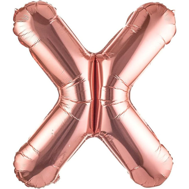 Balon Folie Metalizata Litera X, 40 Cm, Umflati Cu Heliu Sau Aer, Ambalaj Individual, Pai Inclus, Rose Gold - vivimall.ro