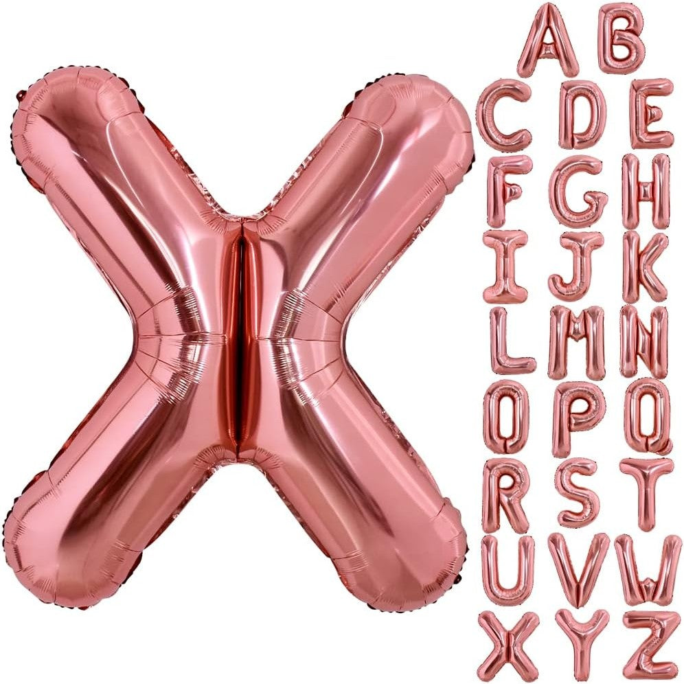 Balon Folie Metalizata Litera X, Vivimall, 80 cm, Umflati cu Heliu sau Aer, Ambalaj Individual, Pai inclus, Rose Gold - vivimall.ro