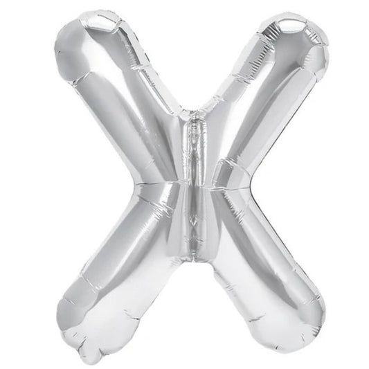 Balon Folie Metalizata Litera X, Vivimall, 80 cm, Umflati cu Heliu sau Aer, Ambalaj Individual, Pai inclus, Argintiu - vivimall.ro