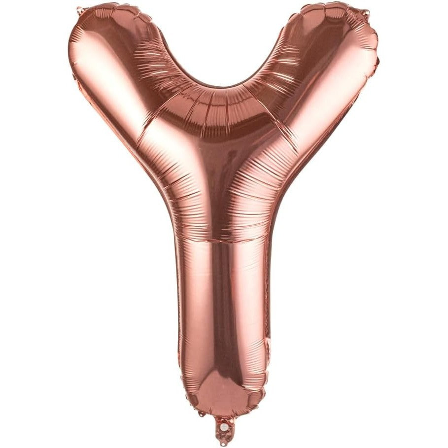 Balon Folie Metalizata Litera Y, Vivimall, 100 cm, Umflati cu Heliu sau Aer, Ambalaj Individual, Pai inclus, Rose Gold - vivimall.ro