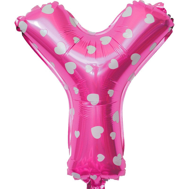 Balon Folie Metalizata Litera Y, 40 Cm, Cu Imprimeu Inimioare, Umflati Cu Heliu Sau Aer, Ambalaj Individual, Pai Inclus - vivimall.ro