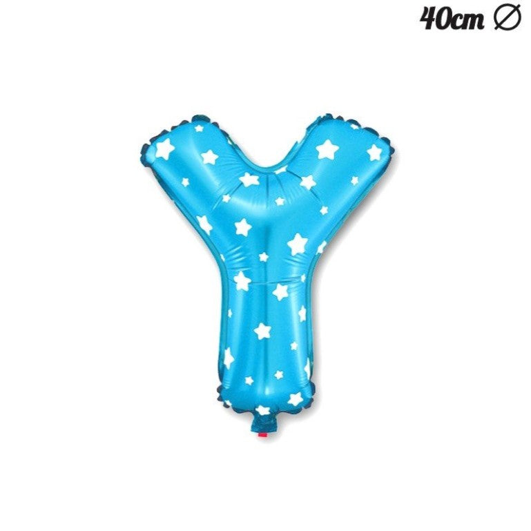 Balon Folie Metalizata Litera Y, 40 Cm, Cu Imprimeu Stelute, Umflati Cu Heliu Sau Aer, Ambalaj Individual, Pai Inclus - vivimall.ro