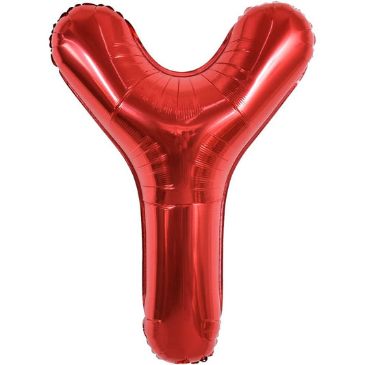 Balon Folie Metalizata Litera Y, Vivimall, 40 cm, Umflati cu Heliu sau Aer, Ambalaj Individual, Pai inclus, Rosu - vivimall.ro