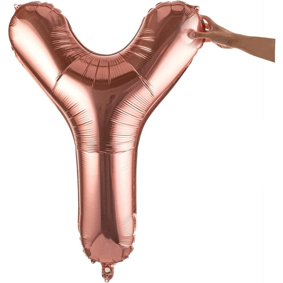Balon Folie Metalizata Litera Y, 80 Cm, Umflati Cu Heliu Sau Aer, Ambalaj Individual, Pai Inclus, Rose Gold - vivimall.ro