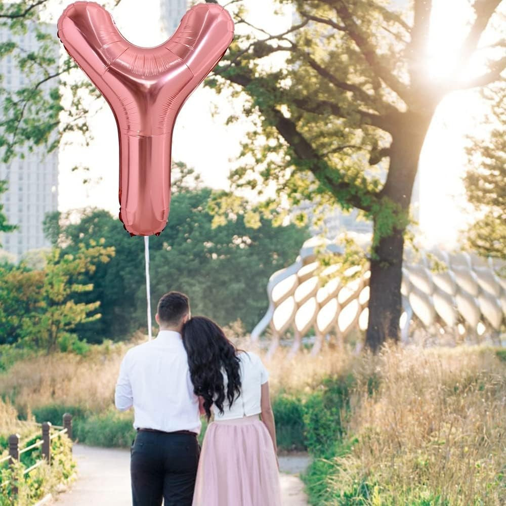 Balon Folie Metalizata Litera Y, 80 Cm, Umflati Cu Heliu Sau Aer, Ambalaj Individual, Pai Inclus, Rose Gold - vivimall.ro