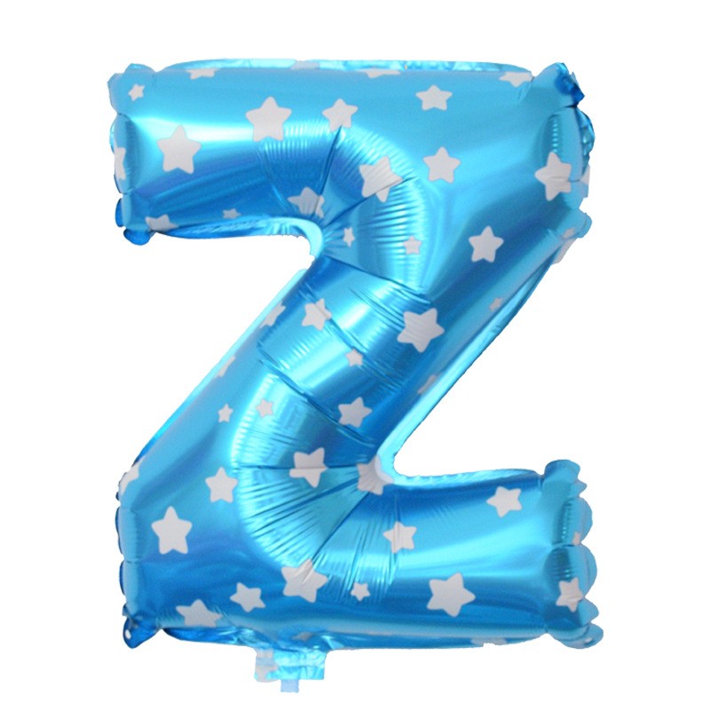 Balon Folie Metalizata Litera Z, 40 Cm, Cu Imprimeu Stelute, Umflati Cu Heliu Sau Aer, Ambalaj Individual, Pai Inclus - vivimall.ro