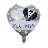 Balon din Folie Metalizata, Flippy, Figurina Inima, Model Mr&Mrs, Tema Nunta, 45 cm, Ambalaj Individual, Pai Inclus, Umflare cu Aer sau Heliu, Gri