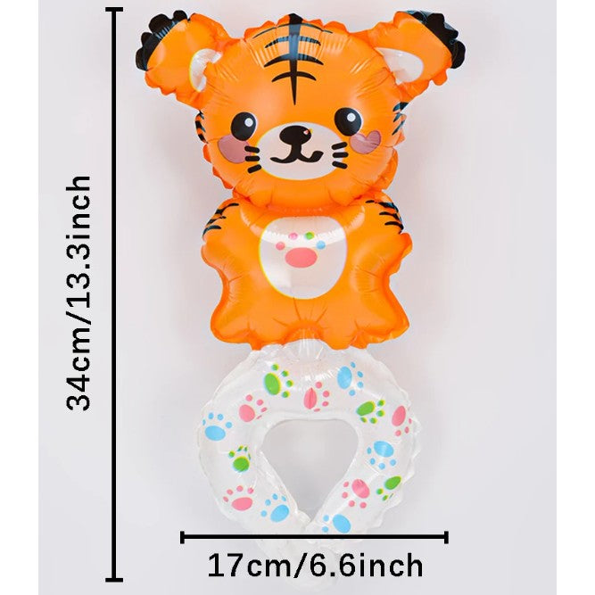 Ambalaj individual balon folie metalizată model Tigru, pai inclus, 17x34 cm maro
