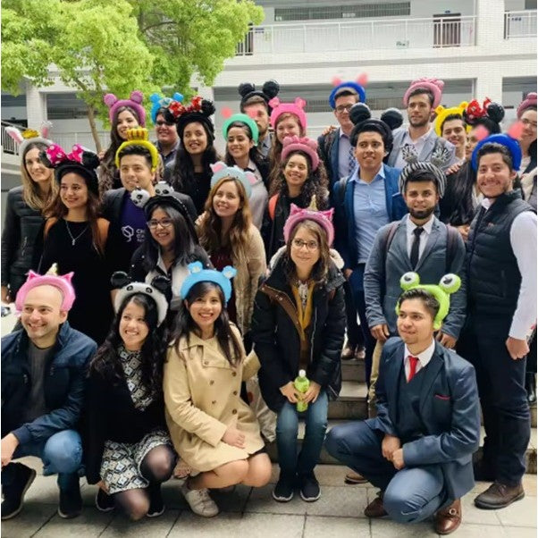 Balon din Folie Metalizata, Flippy, Tip Coronita cu Urechi, Model Panda Mirat, Ambalaj Individual, Pai Inclus, Umflare cu Aer sau Heliu, 30 x 27 cm, Bleu