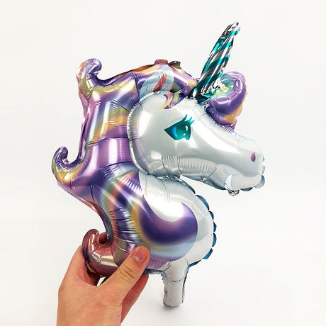 Balon Din Folie Metalizata, Figurina Unicorn, Tema Animalute, 115 Cm, Ambalaj Individual, Pai Inclus, Umflare Cu Aer Sau Heliu - vivimall.ro