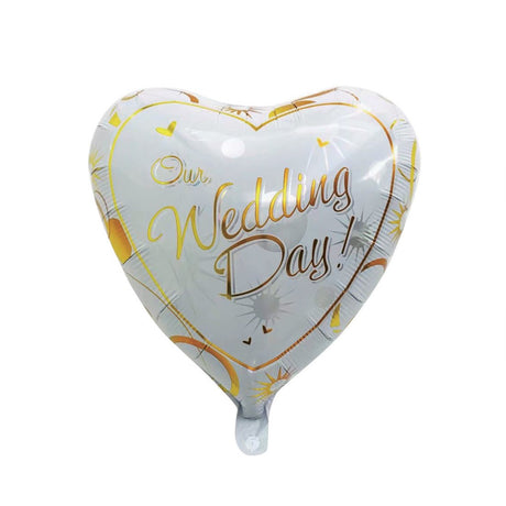 Balon Din Folie Metalizata, Figurina Inima, Tema Nunta, 45 Cm, Ambalaj Individual, Pai Inclus, Umflare Cu Aer Sau Heliu, Alb/ - vivimall.ro
