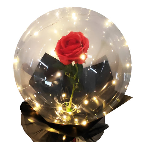 Trandafir In Balon Led Cu Lumini, Tip Buchet, Diametru 35 Cm