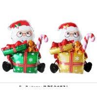 Balon Mos Craciun cu Cadou, Vivimall, din Folie de Aluminiu, 102x83cm, Multicolor - vivimall.ro