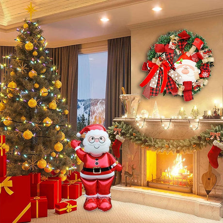 Balon Mos Craciun, Vivimall, din Folie de Aluminiu, 90 x 155 cm, Rosu - vivimall.ro