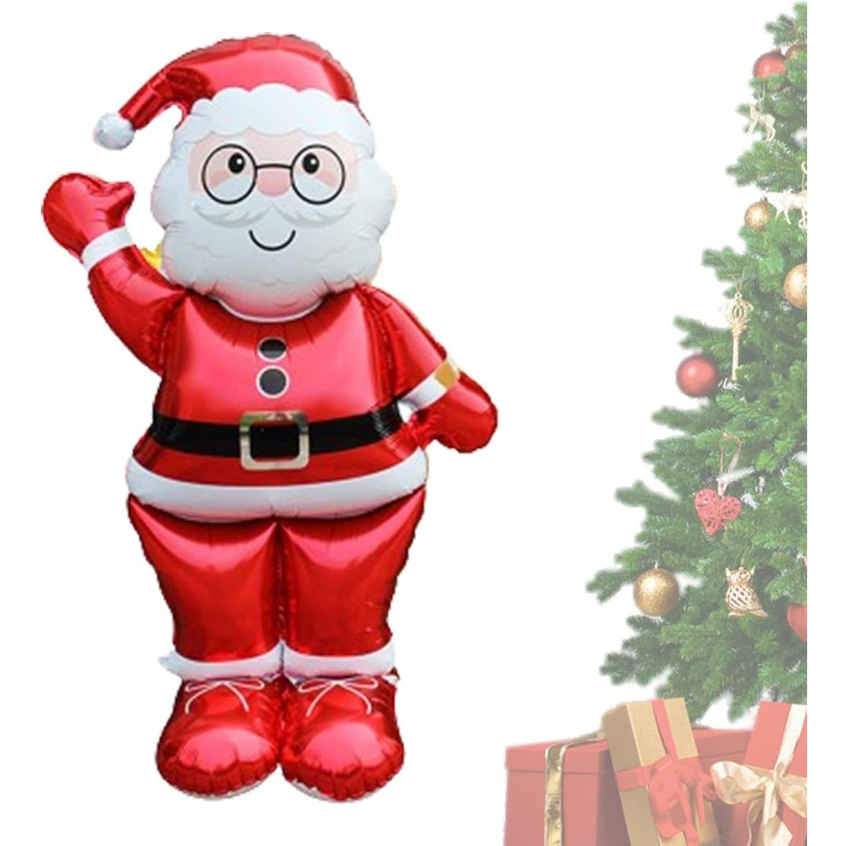 Balon Mos Craciun, Vivimall, din Folie de Aluminiu, 90 x 155 cm, Rosu - vivimall.ro