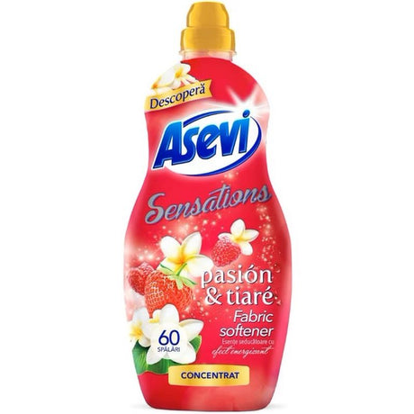 Balsam concentrat pentru rufe Asevi Pasion Tiare 1,44 L, 60 spălări, flacon alb-roz, vedere frontală