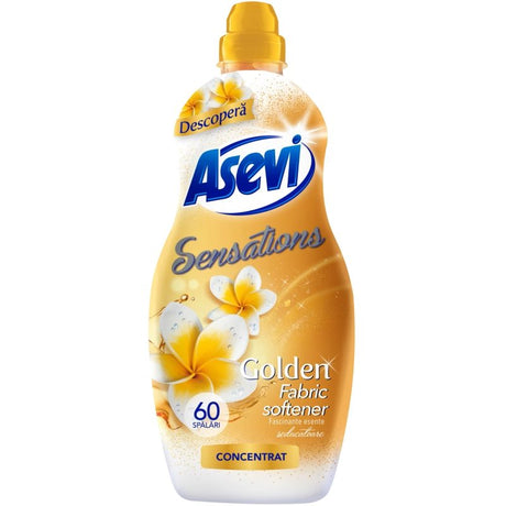 Balsam concentrat pentru rufe Asevi Sensations Golden 1.44 L, 60 spălări, flacon frontal