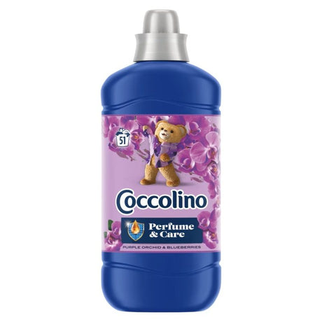 Balsam de rufe Coccolino Purple Orchid Blueberries, flacon 1,275 L pentru 51 spălări, vedere frontală