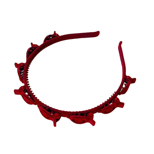 Bentita de Par pentru Femei, Vivimall, Agrafa Stil Coreean, Accesoriu pentru Par cu Textura MultiStrat, 13 x 11.5 cm, Rosu