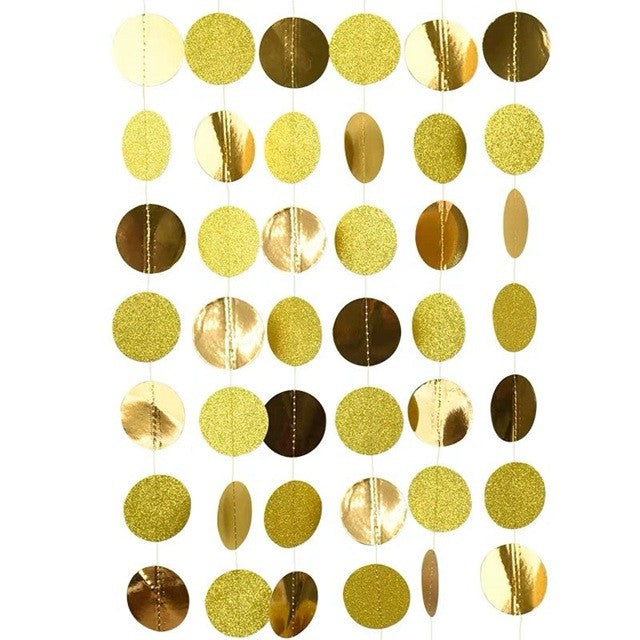 Banner cu Cerculete, Vivimall, Tip Franjuri, 4 m, Rola de Ata Inclusa, Auriu - vivimall.ro