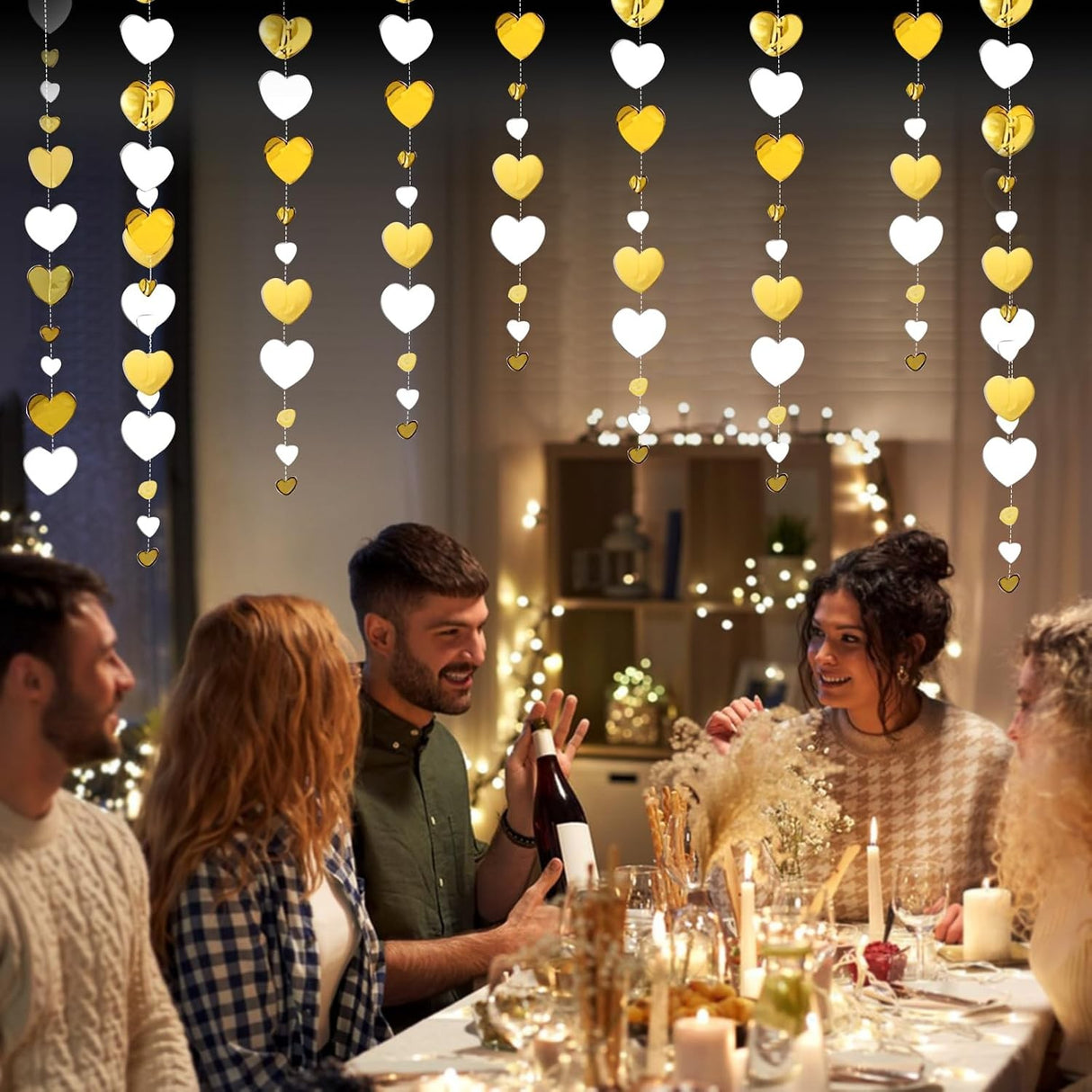 Banner Cu Inimioare, Tip Franjuri, 4 M, Rola De Ata Inclusa, /Alb - vivimall.ro