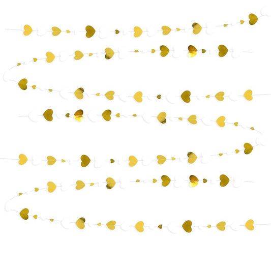 Banner cu Inimioare, Vivimall, Tip Franjuri, 4 m, Rola de Ata Inclusa, Auriu/Alb - vivimall.ro