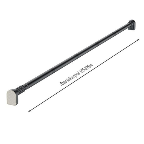 Bara Telescopica Multifunctionala, Flippy, din Otel Inoxidabil si ABS, Utilizare Universala, Extensie 185 - 205 cm, Fara Perforare Perete, Gri