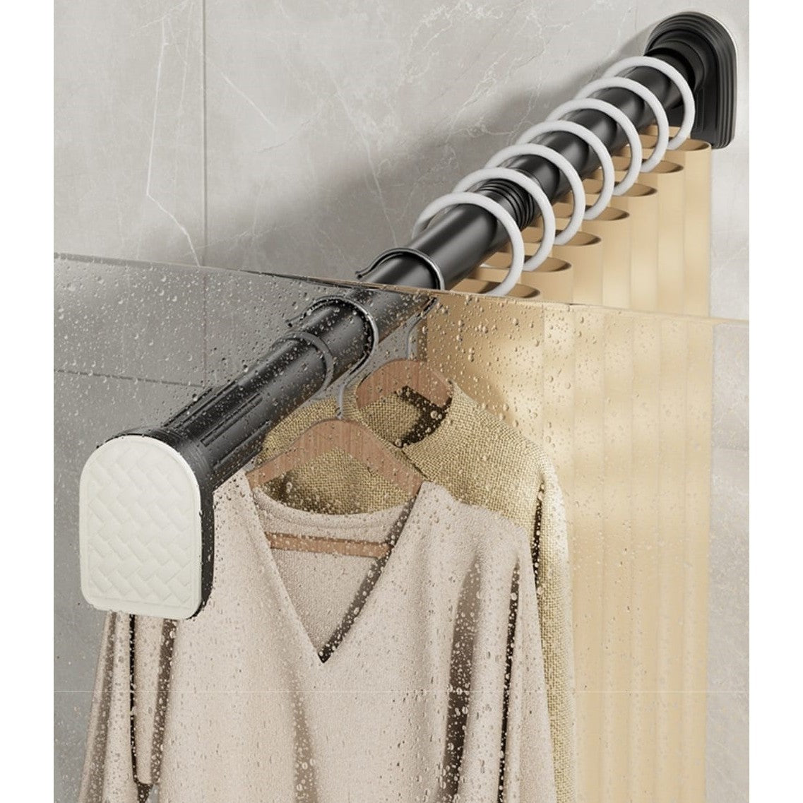 Bara Telescopica Multifunctionala, Flippy, din Otel Inoxidabil si ABS, Utilizare Universala, Extensie 185 - 205 cm, Fara Perforare Perete, Gri