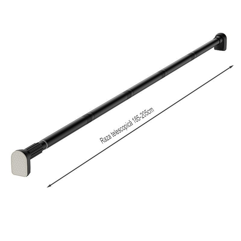 Bara Telescopica Multifunctionala, Din Otel Inoxidabil Si Abs, Utilizare Universala, Extensie 185 - 205 Cm, Fara Perforare Perete, Negru - vivimall.ro