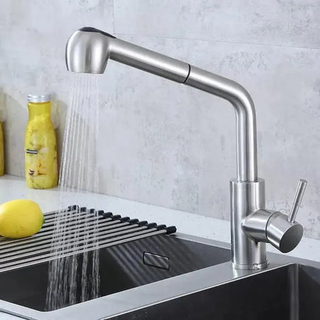 Baterie Bucatarie Cu Dus Extractibil Starke Cf019, Monocomanda, Inox, Cartus Ceramic - vivimall.ro