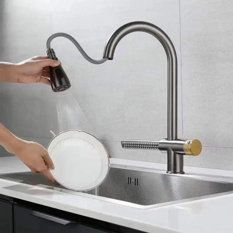 Baterie Bucătărie Duș Extractibil Inox Gri YB1500N | YBHome - vivimall.ro