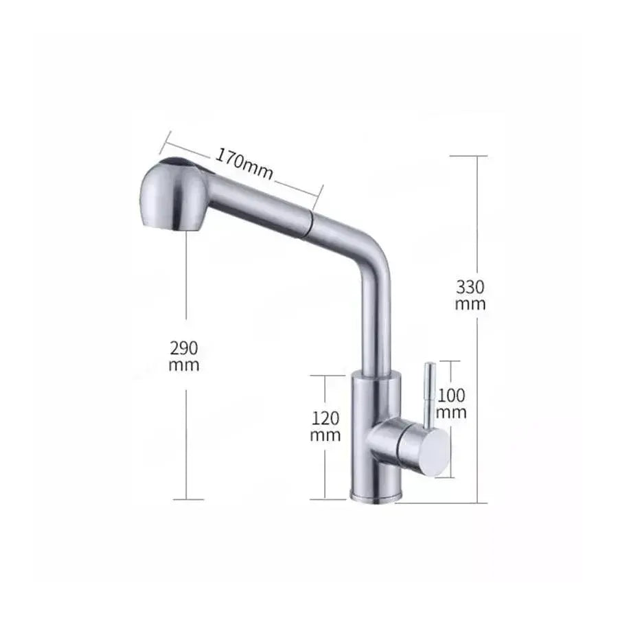 Baterie Bucatarie Cu Dus Extractibil Starke Cf019, Monocomanda, Inox, Cartus Ceramic - vivimall.ro