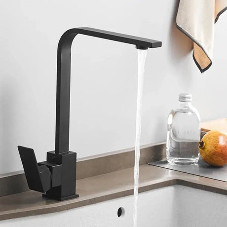 Baterie Bucatarie Monocomanda Pipa Pivotanta Cartus Ceramic Inox Satin Racorduri Kit Fixare Incluse Hs002 - vivimall.ro