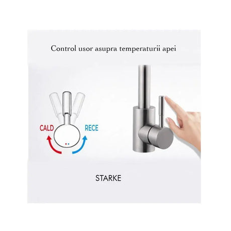Baterie Bucatarie Monocomanda Pipa Pivotanta Cartus Ceramic Inox Satinat Racorduri Kit Fixare Incluse Cf001 - vivimall.ro